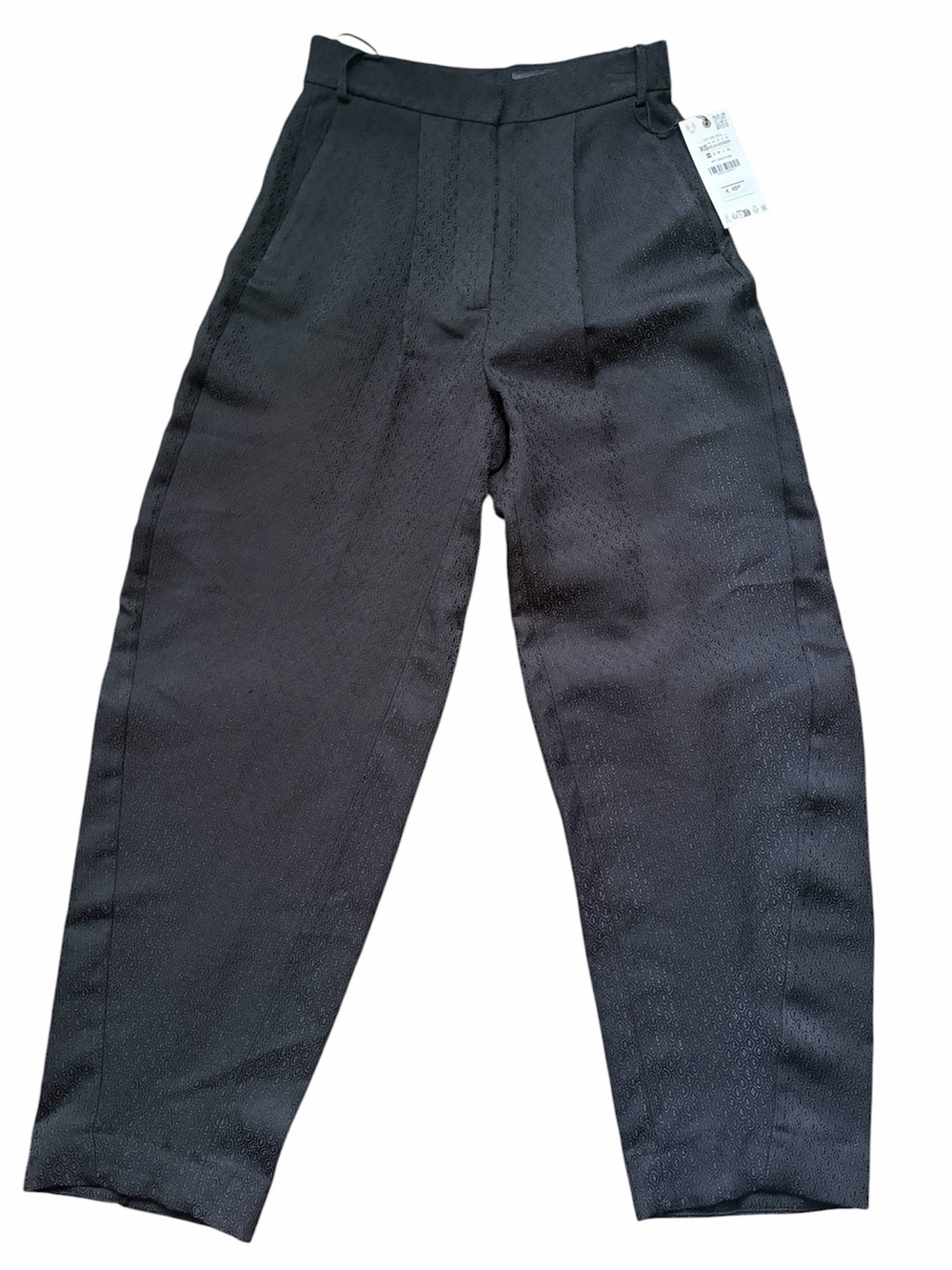 NWT Zara Black Jacquard Tapered Trousers – XS